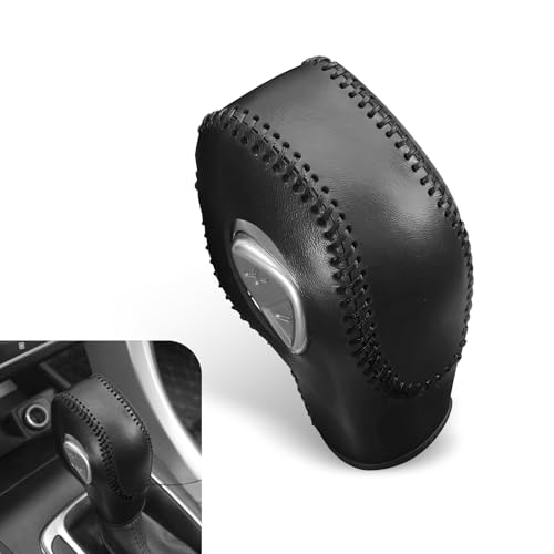 Downhill 1 PC Car Gear Shift Knob Cover, Anti-Slip Leather gear shift knob Protecto, Original Shift Knob Cover Decorative Accessories, Compatible with Ford Mondeo, Explorer, and Focu (Black) - color: Black