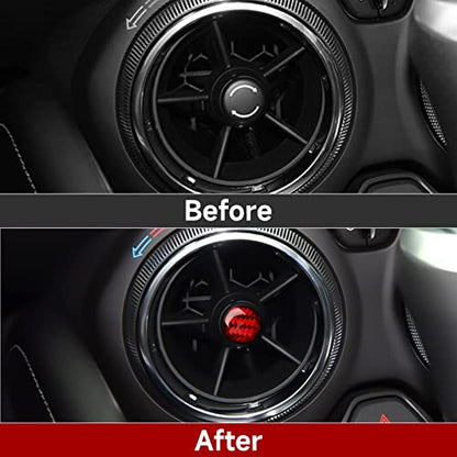 Carbon Fiber Decla Car Center Air Vent Sticker Interior Trim Cover for Chevrolet Camaro ZL1 2016 2017 2018 2019 2020 2021 2022 2023 Accessories - color: Center Air Vent