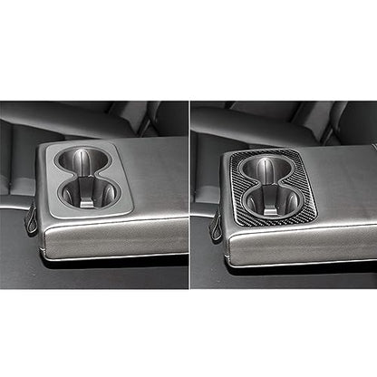 NVCNX Carbon Fiber Compatible with Cadillac XT6 2020-2025 / XT5 2017-2025 2018 2019 2020 2021 2022 2023 2024 Accessories Car Rear Cup Holder Cover Interior Trim Black - color: Rear Cup Holder