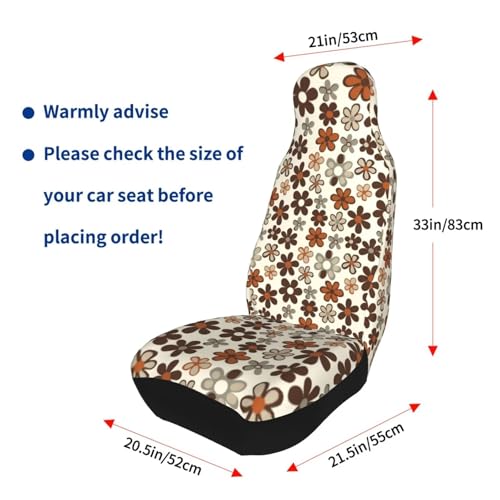 Brown Daisy Floral Car Seat Cover - Non-Slip Protector, Universal Fit for Van, Truck, SUV - Machine Washable, Hippie Daisies Flower Automotive Cover - color: Brown Daisy