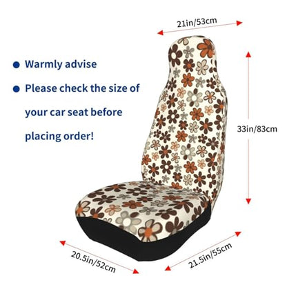 Brown Daisy Floral Car Seat Cover - Non-Slip Protector, Universal Fit for Van, Truck, SUV - Machine Washable, Hippie Daisies Flower Automotive Cover - color: Brown Daisy