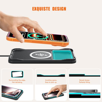 Wireless Car Charger Pad, 15w Fast Car Wireless Chargers Charging pad Non Slip Charger for Car Wireless Phone Charger for iPhone 17/16/15/14/13/12 Pro, SE3/SE2/XS/X/XR/8, 30cm Cable - color: Black-30cm Cable