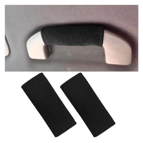 LAINLOY 2PCS Car Inside Door Handle Protector, Colorful Soft Fluff Car Pull Handle Cover, Anti-Scratch Grab Handle Wrap, Car Interior Decoration Accessories for Women Men (Black) - color: Black