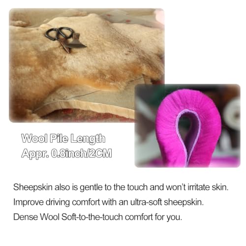 AOGELAN Fluffy Fuzzy Genuine Sheepskin Car Seat Belt Covers for Soft Auto Lambswool Seatbelt Pads, Shoulder Strap Cushion Adults Kids (2, Light Brown) - color: Light Brown