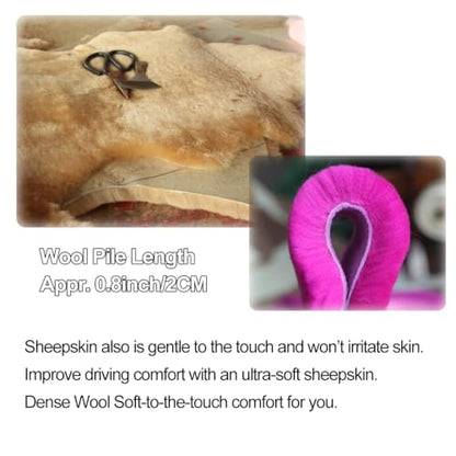 AOGELAN Fluffy Fuzzy Genuine Sheepskin Car Seat Belt Covers for Soft Auto Lambswool Seatbelt Pads, Shoulder Strap Cushion Adults Kids (2, Light Brown) - color: Light Brown