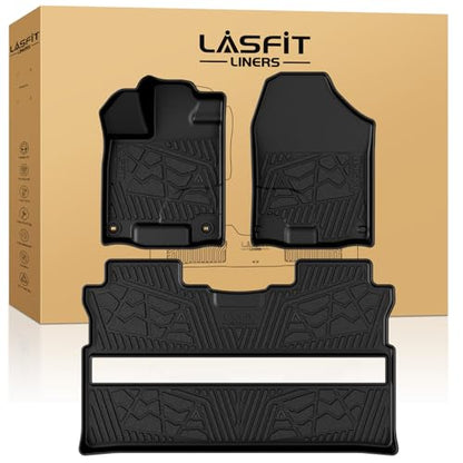 LASFIT Floor Mats for Honda Ridgeline 2026 2025 2024 2023-2017 Crew Cab, All Weather Protection TPE Non-Slip Custom Fit Automotive Accessories Floor Liners 1st & 2nd Row, Black - style: 8）For Honda Ridgeline | 2017-2026 | 1st & 2nd Row