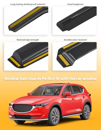 in-Channel Window Rain Guards Compatible with Mazda CX5 CX-5 2017-2026, Extra Durable Vent Visors Window Visors Extra Durable Window Deflectors Vent Shades Car Accessories-4pcs - size: Fit for 2017-2025 Mazda CX-5