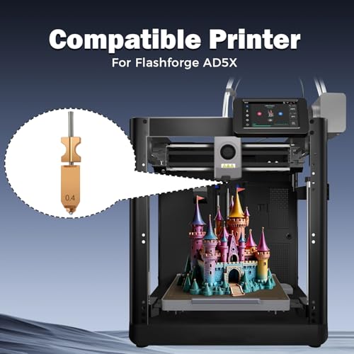 Upgrade 3PK 0.4MM AD5X Hotend for Falshforge AD5X Nozzle High Flow 32mm³/s High Speed Hardened Steel Quick Detachable Nozzle High Speed Print Head Replacement with Extra 3PK Silcone Sock - style: 0.4MM Hotend(3PK)
