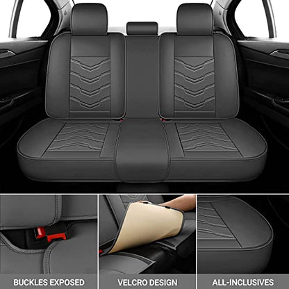 AOOG Leather Car Seat Covers Universal fit Most Sedans SUV Trucks, (Full Set, Grey) - color: GREY, size: FULL SET