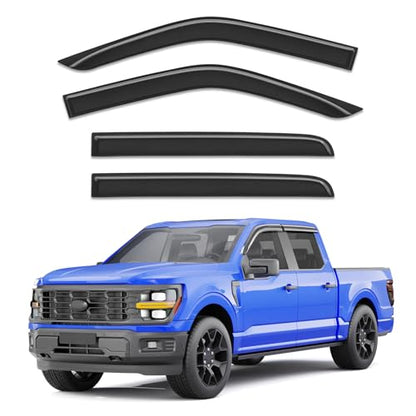 Out-Channel Window Rain Guards Fit for 2015-2026 Ford F150 & 2017-2026 Raptor/F-250/F-350/F-450/F-550 SuperCrew, Full Size Vent Visors Window Deflector Vent Shades Truck-4PCS with Thicker - size: Fit for 2015-2025 F150/2017-2025 F250-f550