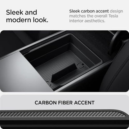 Spigen Armrest Console Organizer for Tesla Model Y Juniper (Standard, Premium & Performance 2026/2025) and Model 3 Highland (Standard, Premium & Performance 2026/25/24) - size: Armrest Console Organizer