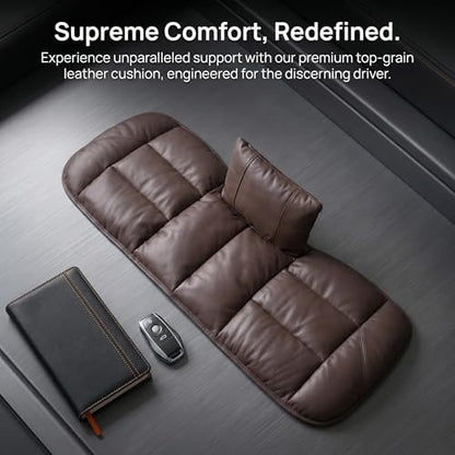 A leather rear seat cushion specially designed for cars - made by hand - can relieve pain in the buttocks, pressure points, and sciatic nerve. | Rear seat cover (Coffee Brown, Rear Seat Cushion) - color: Coffee Brown, size: Rear Seat Cushion