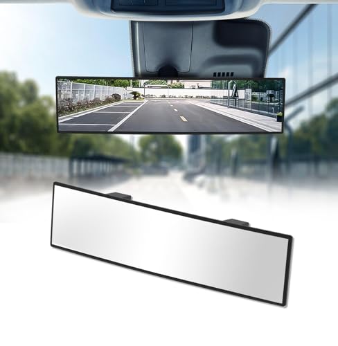 Rear View Mirror, Chrome Anti-glare Panoramic Rear Mirrors Universal 12 Inch Convex Car Interior Clip on Extra Big Wide Angle Rearview Mirror Extender to Reduce Blind Spot for Car SUV Trucks - size: 12 Inch
