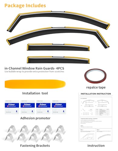 in-Channel Window Rain Guards Fit for Chevy Chevrolet Equinox 2018 2019 2020 2021 2022 2023 2024, Extra Durable Window Visors Window Deflectors Vent Visors Vent Shades Car Accessories-4 pcs - size: Fit for 2018-2024 Chevy Equinox