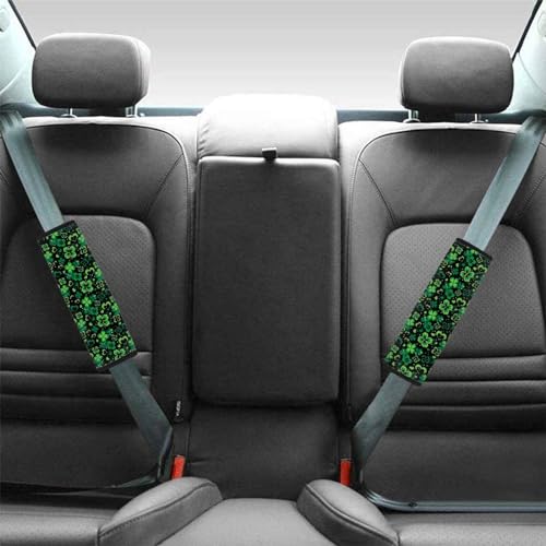 UNICEU Happy St Patrick's Day Car Seat Strap Pads, Lucky Green Leaf Universal Car Seat Belt Pads Cover- Protect Your Neck and Shoulder, Car Accessories Seatbelt Pads - color: Lucky Green Leaf