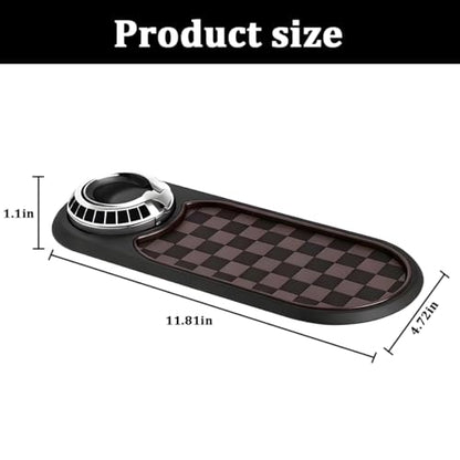 Car Dash Anti-Slip Pad, 3-in-1 Rotatable Dash Non-Slip Mat with Phone Holder & Temporary Parking Number, Multifunctional Dashboard Grip Mat for Key Gadgets, Universal Fit (Brown/Silver) - color: Brown/Silver