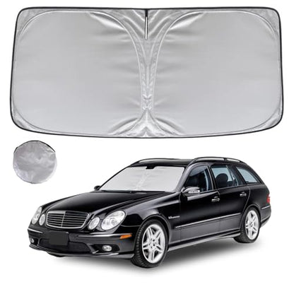 KAYZT Windshield Sun Shade for 1992-2005 Merce-des-Benz E Class E-Class E300 E320 E280 E420 E430 E500 Foldable Sunshade Front Window Custom Fit Car Accessories - size: for 1992-2005 Mer-cedes-Benz E-Series
