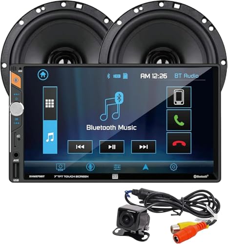Dual Electronics XCP1101SP 7-inch LED Digital Media Touchscreen Double DIN Car Stereo with (2) 6.5" Speakers & Backup Camera Bundle | Push to Talk Assistant | Bluetooth | USB Fast Charging | microSD - style: 7-inch Double Din + Camera + Speakers