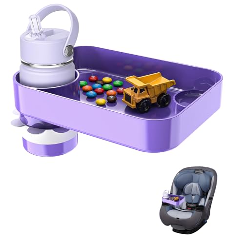 Car Seat Snack Tray for Kids Toddler Travel,Cup Holder Expander for Car,Toddler Travel & Road Trip Accessory for Mess-Free Snacking in The Car (Purple) - color: Purple