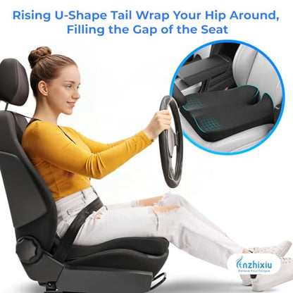 anzhixiu Elevated Car Seat Cushion for Improved View – Reduces Lower Back Pressure & Supports Spine – Ideal for Long Trips – Black Truck Seat Cushion
