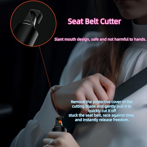 Window Breaker and Seatbelt Cutter with Keychain,2 in 1 Portable Car Safety Hammer Glass Breaker Emergency Escape Tool Underwater (3, redwhiteblack) - color: redwhiteblack