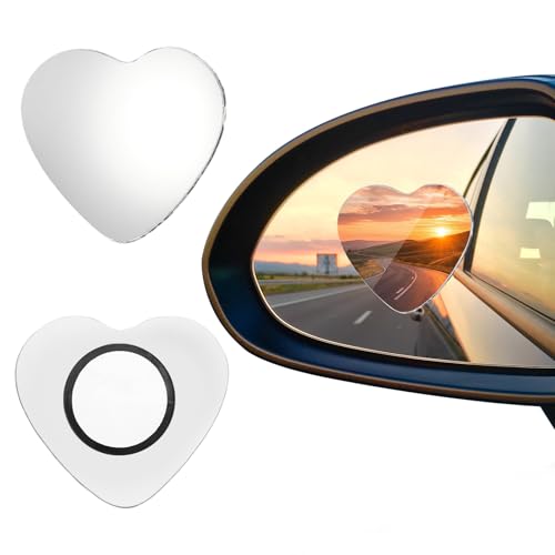 2 PCS Blind Spot Mirrors, Heart Shaped Rear View Mirrors, 360 Degree Adjustable, HD Glass Rearview Mirror Accessories, Wide Angle Convex Rear View Mirror for Trucks, Sedans, SUV, RV