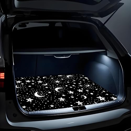 Universal Car Trunk Mat 29" x 39", Night Stars and Moon All Weather Trunk Protection Cargo Liner, Durable Cargo Mat Rear Trunk Liner, Stylish Vehicle Interior Accessories Suitable for Most Car Models - color: Stars and Moon