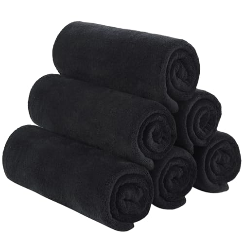 SINLAND Microfiber Gym Towels Super Absorbent Compact Travel Workout Towel Quick Dry Camping Sweat Towel for Sports Beach Swimming Backpacking Hiking and Yoga Men Women 16 Inch X 32 Inch - color: Blackx6