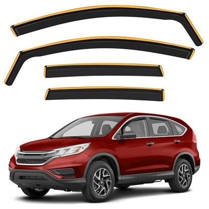 Shatterproof in-Channel Rain Guards for Honda CR-V (CRV) 2012-2016, Clip-on Window Deflectors Vent Window Visors Rain Sun Wind Guards Shade Deflectors, 4 pcs - size: For CR-V 2012-2016