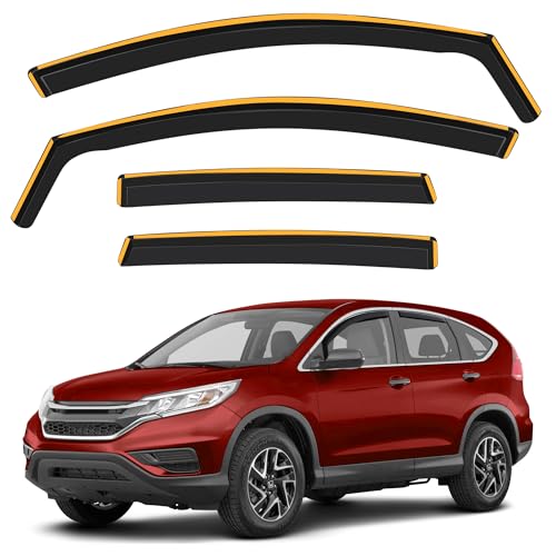 Shatterproof in-Channel Rain Guards for Honda CR-V (CRV) 2012-2016, Clip-on Window Deflectors Vent Window Visors Rain Sun Wind Guards Shade Deflectors, 4 pcs - size: For CR-V 2012-2016