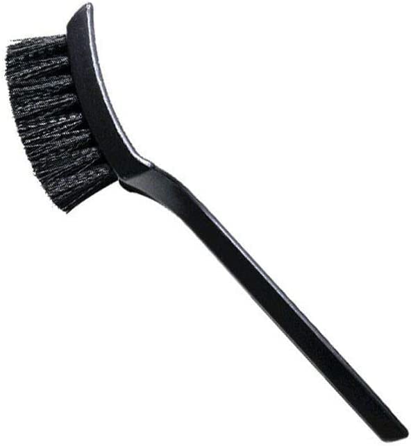 8.5” Nylon Tire Brush, Stiff Bristle Wheel Cleaning Tool, Car Floormat Scrub Brushes, Long Handled Detail Brush for Auto Detailing, Heavy Duty Nifty Interior Carpet (Black)