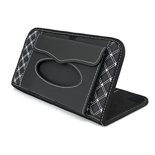 Car CD Holder Storage Case, Car Truck SUV Visor Organizer with Free Napkins, Personal Belonging and Registration, Document, Ticket Storage Pouch and 14 Pocket CD
