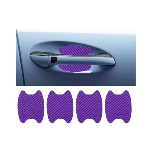 4PCS Carbon Fiber Car Door Handle Stickers, Anti-Scratches Vehicle Door Side Bowl Cup Handle Protective Film, Auto Exterior Paint Guard Decals Protecter,Universal for SUV RV Truck(Purple) - color: Purple