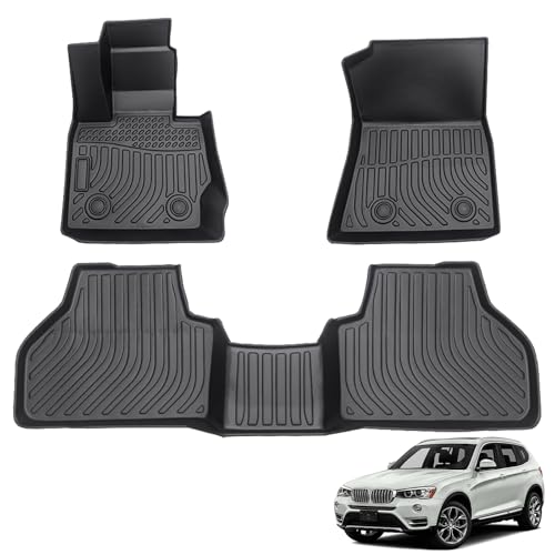 All Weather Floor Mats Compatible with 2011-2017 BMW X3 F25, 3D TPE Rubber Full Cover Protection Car Mats Full Set Liners Black - color: for 2011-2017 BMW X3