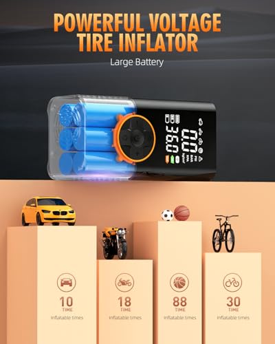 Tire Inflator Portable Air Compressor, 3X Faster Air Compressor with Digital Pressure Gauge, 150 PSI Portable Air Pump for Cars, Motorcycles, Bicycles, Balls and More(Black)