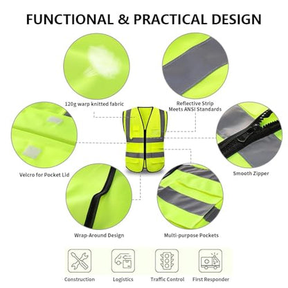 High Reflective Safety Vest for Men Women Breathable With Pocket Zipper for Build Oudoor Work Meet ANSI/ISEA Standard