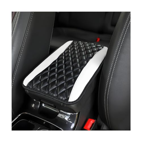 Osilly Car Center Console Pad, Universal Waterproof Armrest Seat Box Cover, 12.6" x 7.5" PU Leather Auto Armrest Protector, Car Interior Accessories Decor for Most Vehicles, Truck, SUV (White) - color: White