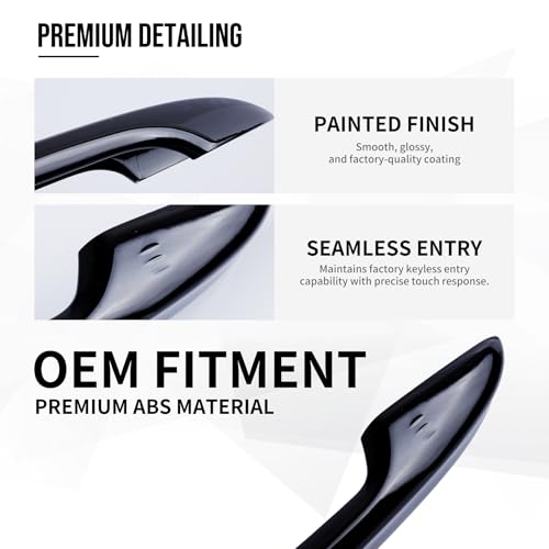 Door Handle Cover Compatible with Honda Civic 2022-2025 11th Gen, Accord/CR-V/HR-V 2023-2025 – Front Pair, Glossy Black Exterior Trim (Glossy Black, Front and Rear Set)