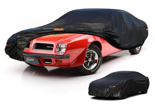 Kayme 7 Layers Car Cover Waterproof All Weather, Universal Fit for Pontiac Firebird, Trans AM, Dodge Challenger, Ford Thunderbird Outdoor Full Cover Rain Sun Protection (194-208 inch). - color: PE-Black, size: C4 Fit Coupe/Cabrio-Length (194" To 208")