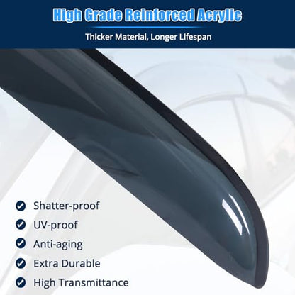 FREEMOTOR802 Tape-on Window Deflectors Compatible with 2000-2006 Toyota Tundra Extended Cab (Access Cab) | Slim Style Dark Tinted Acrylic Rain Guards Side Window Visors Wind Deflectors, 4 Pieces Set