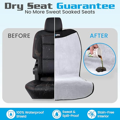 HAPPEGEAR Happeseat Waterproof Car Seat Cover & Protector – Universal Fit Car Seat Towel Cover – Non-Slip Backing, Easy Install & Storage, Machine Washable, Fits Front & Back, Silver - color: Silver