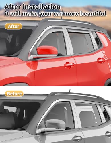 in-Channel Window Rain Guards Fit for Jeep Compass 2017 2018 2019 2020 2021 2022 2023 2024 2025 Extra Durable Window Deflectors Window Visors Vent Shades Vent Visors Car Accessories - size: Fit for 2017-2025 Jeep Compass