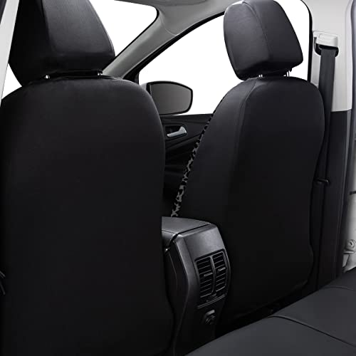 Flying Banner Carbon Fiber Leather Vehicle Seat Covers, Leopard Gray Black, Universal Fit - 8PCS - color: Leopard Gray Black, size: Full Set -- 8pcs