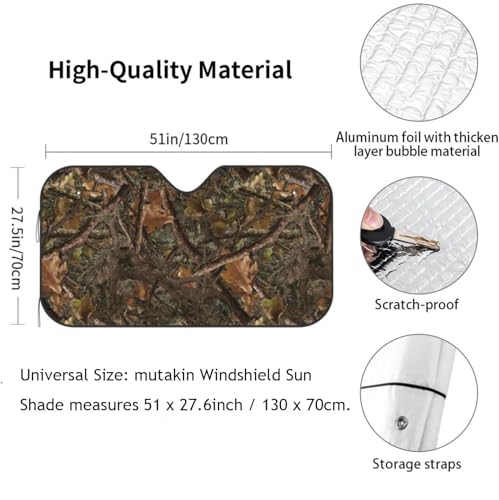 Camouflage Hunting Car Windshield Sunshade Front Window Sun Visor Protector Foldable Shield Cover for Truck SUV - color: White4