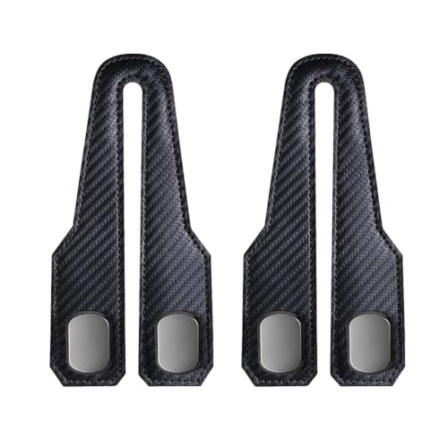 Eadwe Headrest Hooks for Car, 2026 New Car Seat Back Zinc Alloy Double Hook for Purses and Bags,Twinhook Leather Car Headrest Hangers Seat Back Organizers for Travel (Carbon Fiber B*2) - color: Carbon Fiber B*2