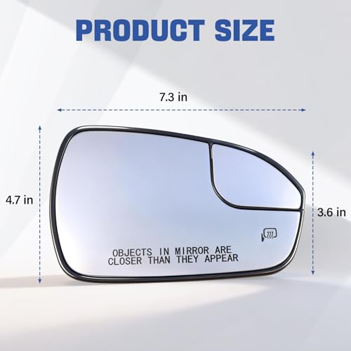 Passenger Side Mirror Replacement for 2013-2020 Ford Fusion, Right Side View Heated Convex Mirror with Blind Spot Rear Holder, Replace DS7Z17K707B - size: Right