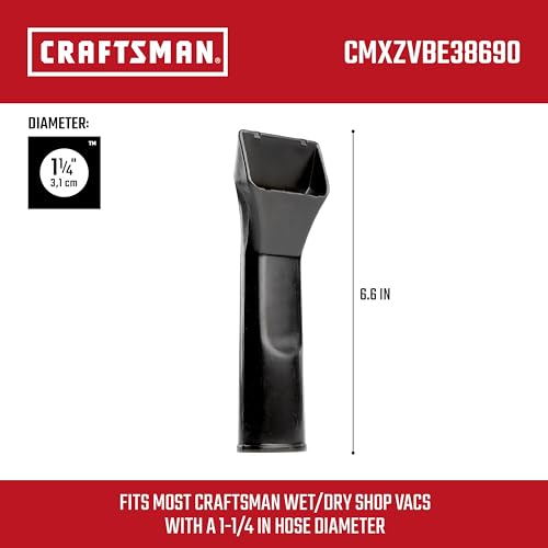 CRAFTSMAN CMXZVBE38690 1-1/4 in. Car Nozzle Wet Dry Vac Attachment, Industrial-Grade Shop Vacuum Accessory for Deep Automotive Cleaning, Fits 1-1/4 in. Hose Diameter - size: Car Nozzle