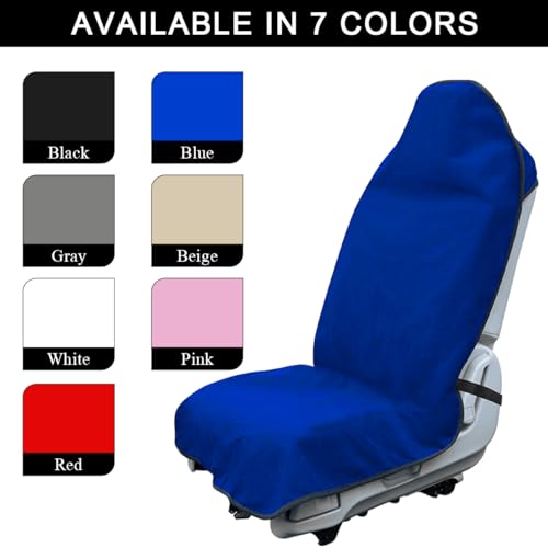 DXNQ Waterproof Car Towel Seat Cover, Sweating Non-Slip Premium Towel Carseat Cover Protector, Universal Soft Machine Washable Car Truck SUV Front Seat Cover for Gym Workout Beach Hiking (Blue) - color: Blue, 1pc, Front