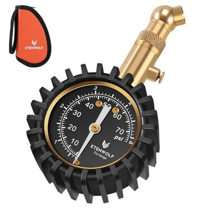 ETENWOLF Tire Pressure Gauge for Cars 0-75 PSI, Air Pressure Gauge with Large Glow Dial, Calibrated to ANSI B40.1 Grade A(Plus-Minus 1%), Tire Gauge for Tire Pressure Car Accessories (Black) - color: Black