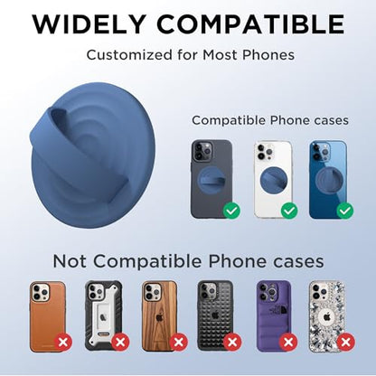 Magnetic Phone Grip Ring Holder, Liquid Silicone Magnet Cell Phone Grip Finger Loop, Compatible with Magsafe, Back of Phone for iPhone 17/16/15/14/13/12 Series, Azure Blue - color: Azure Blue